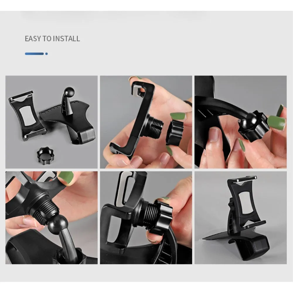 3 in 1 Car GPS Smartphone Holder: Dashboard / Visor Clamp   AC Grid Clip for Sharp Z3 - Black