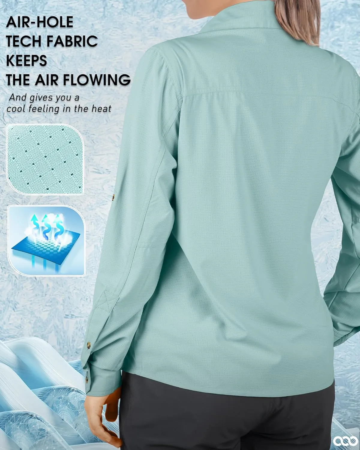 33,000ft Women's UPF 50 UV Sun Protection Shirt, Cool Quick Dry Long Sleeve Outdoor Fishing Hiking Safari Travel Shirt