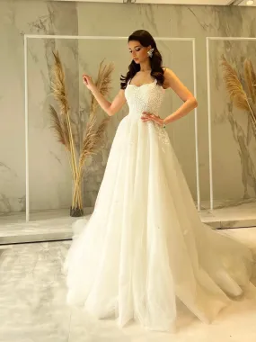 Alayah Strapless Lace Ball Gown Sleeveless  Wedding Dress