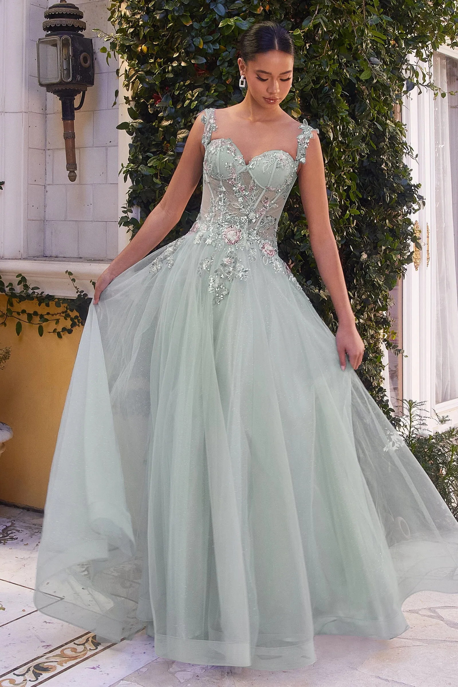 ANDREA & LEO A1258 Embellished A-Line Tulle Ball Gown