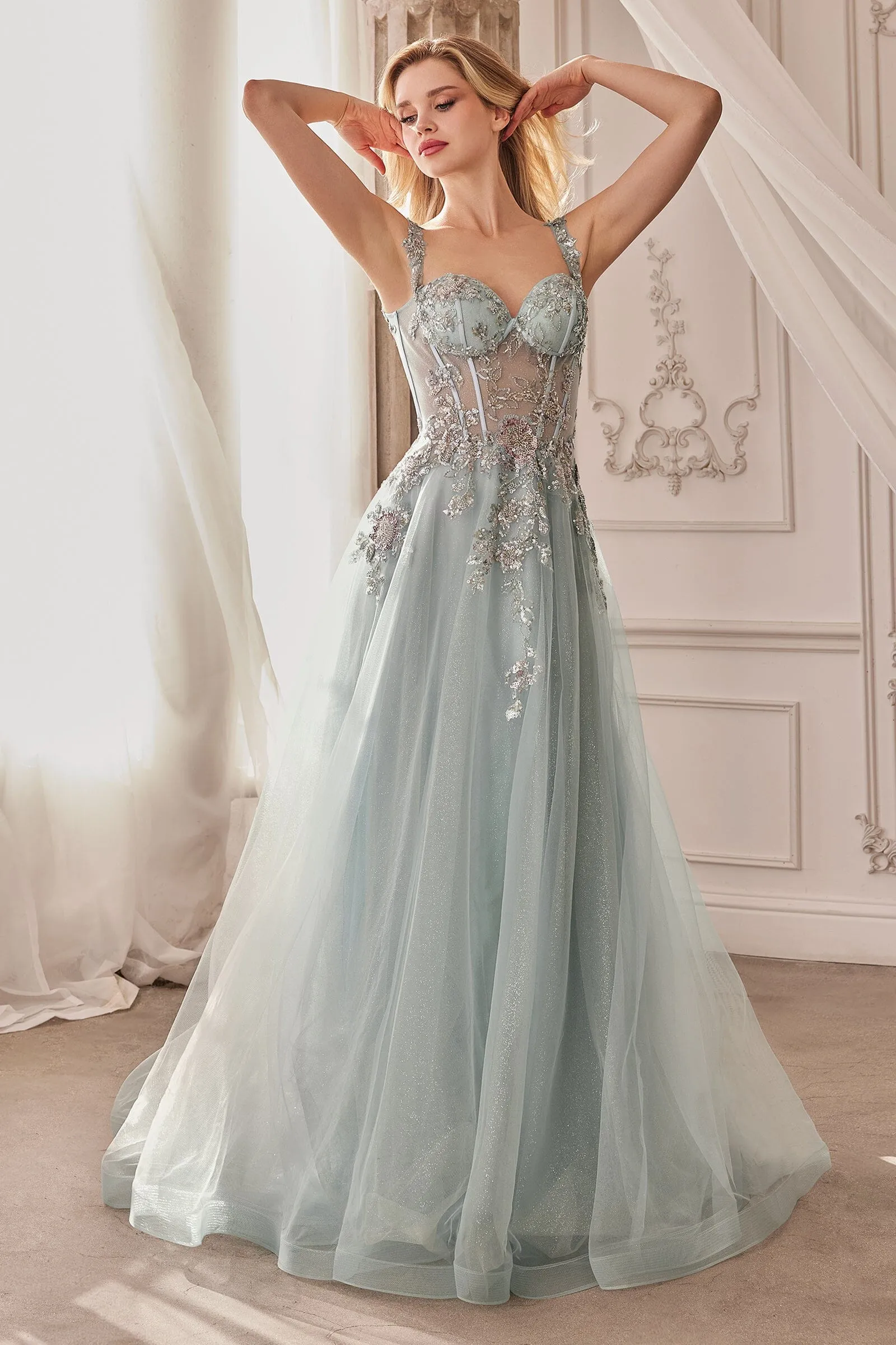 ANDREA & LEO A1258 Embellished A-Line Tulle Ball Gown