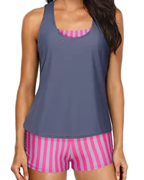 Athletic Womens Tankini Swimsuits Shorts & Tank Tops-Color