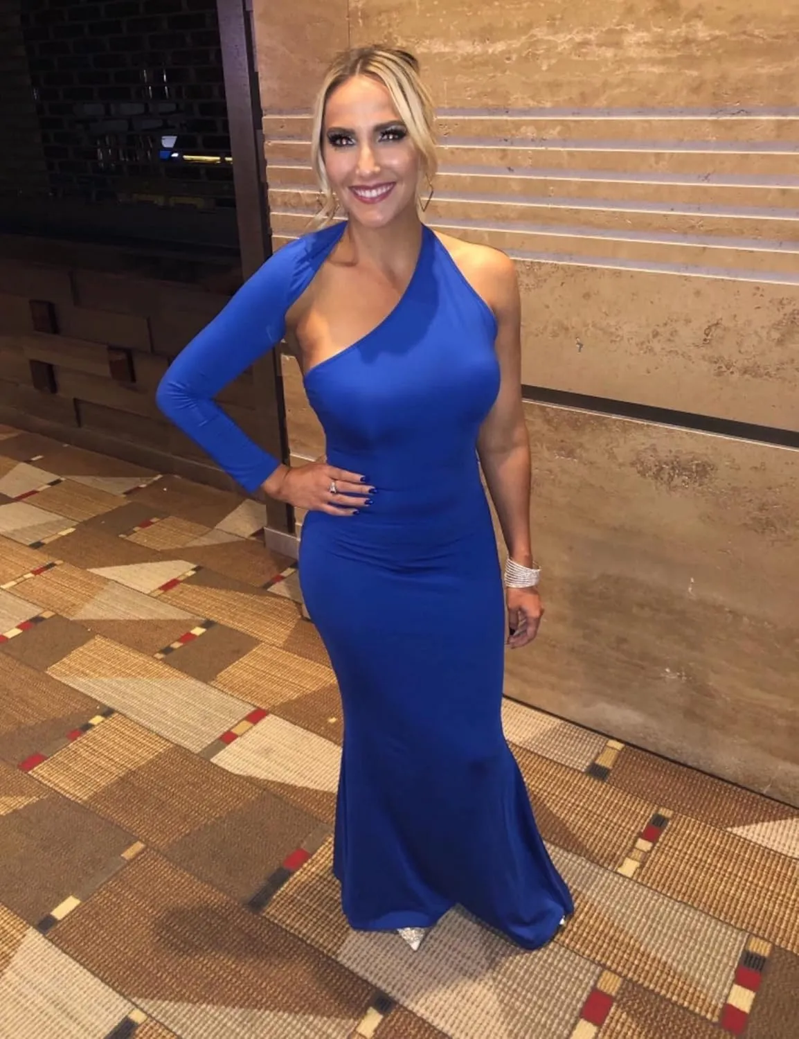 BEAGIMEG Women's Sexy Elegant One Shoulder Backless Evening Long Dress