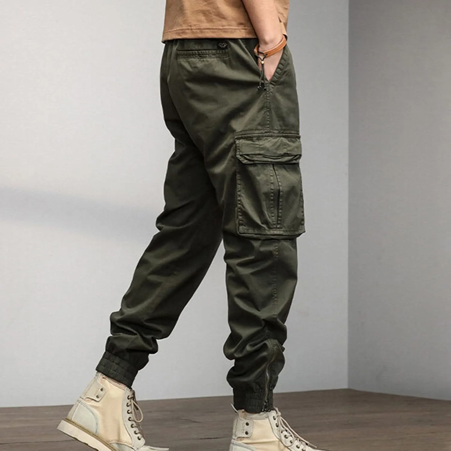 Big and Tall Men Cargo Jogger Sweat Pants Open Bottom Ripstop Hiking Work Pants Quick Dry Stretch Multi-Pockets
