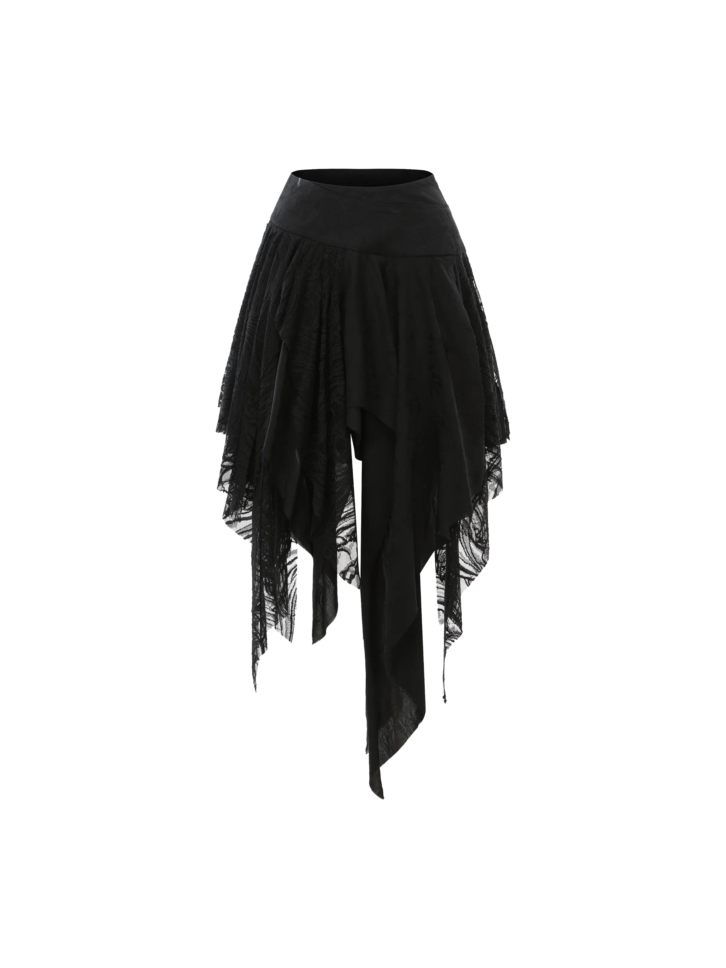 Black Folded Layer Mid-Length Skirt