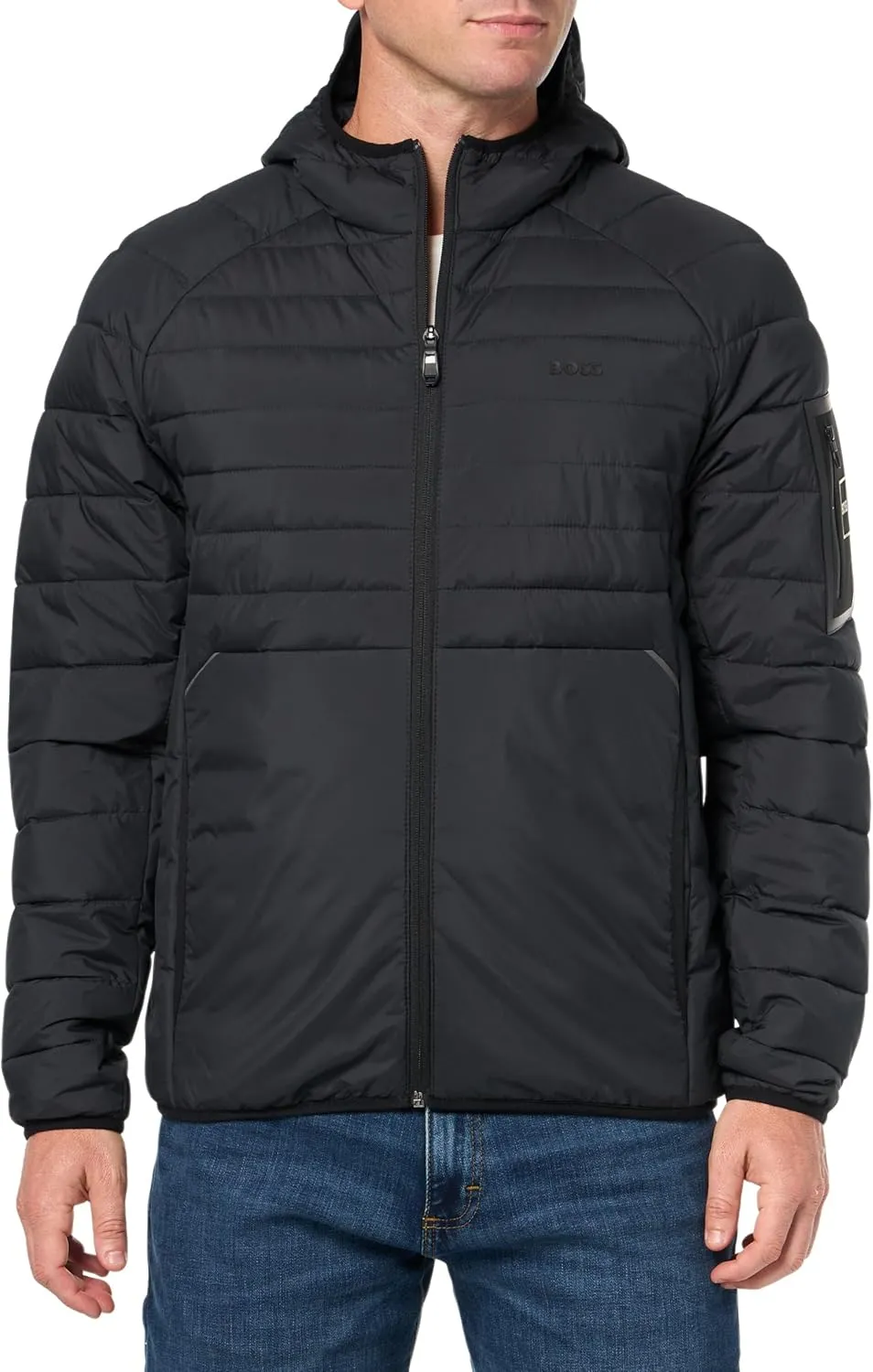 BOSS Men's Lightweight Hooded Puffer Jacket