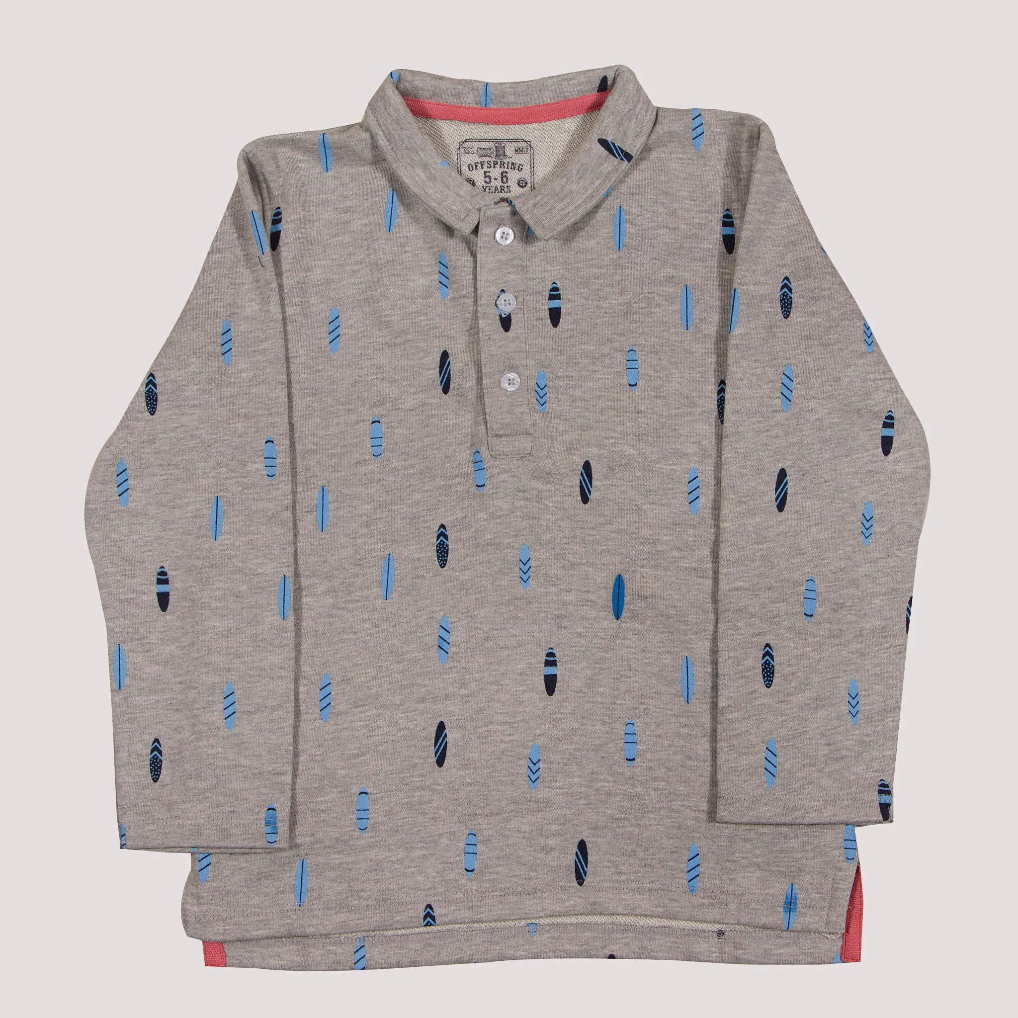 Boys Grey Printed Rugby Polo