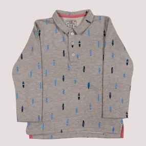 Boys Grey Printed Rugby Polo