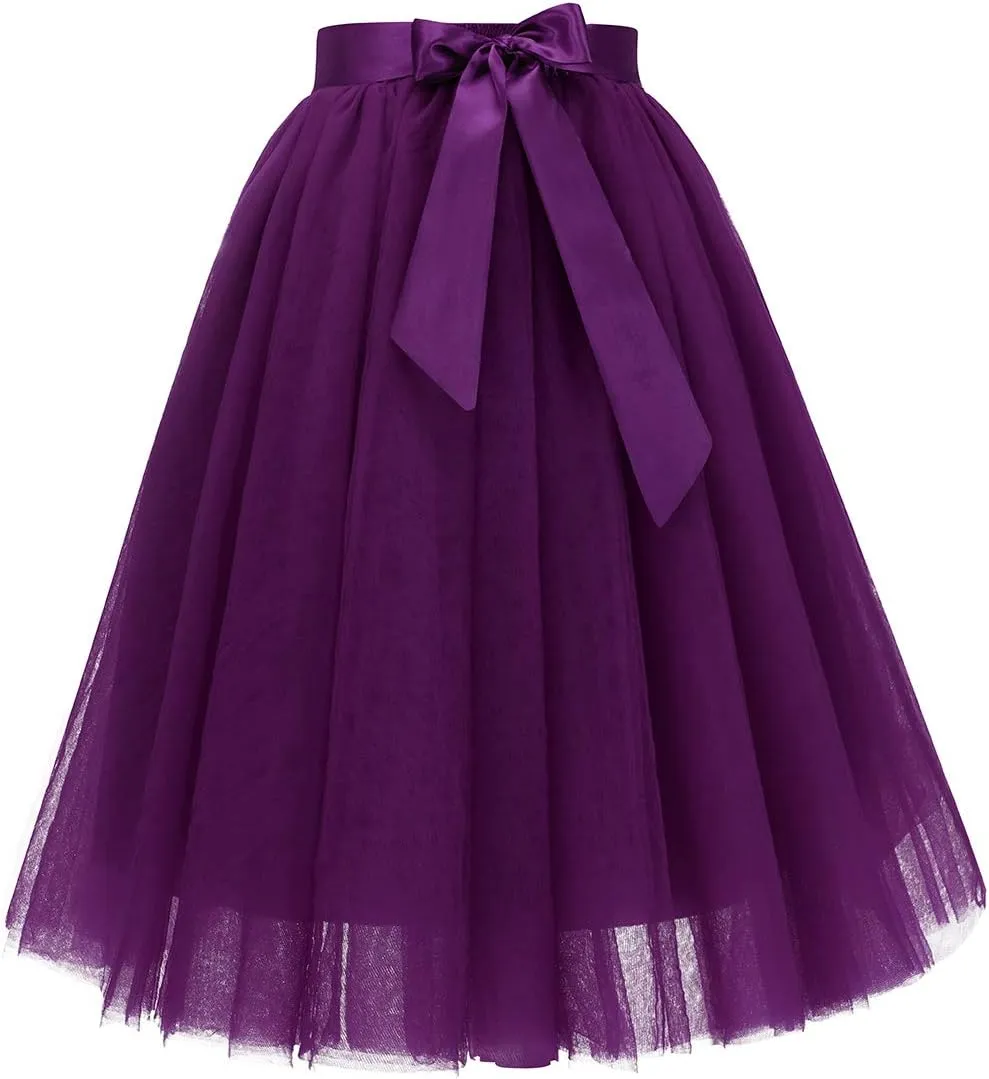 Bridesmay Women's Tulle Skirt Knee Length 6-Layered Wedding Party Homecoming Prom Dress