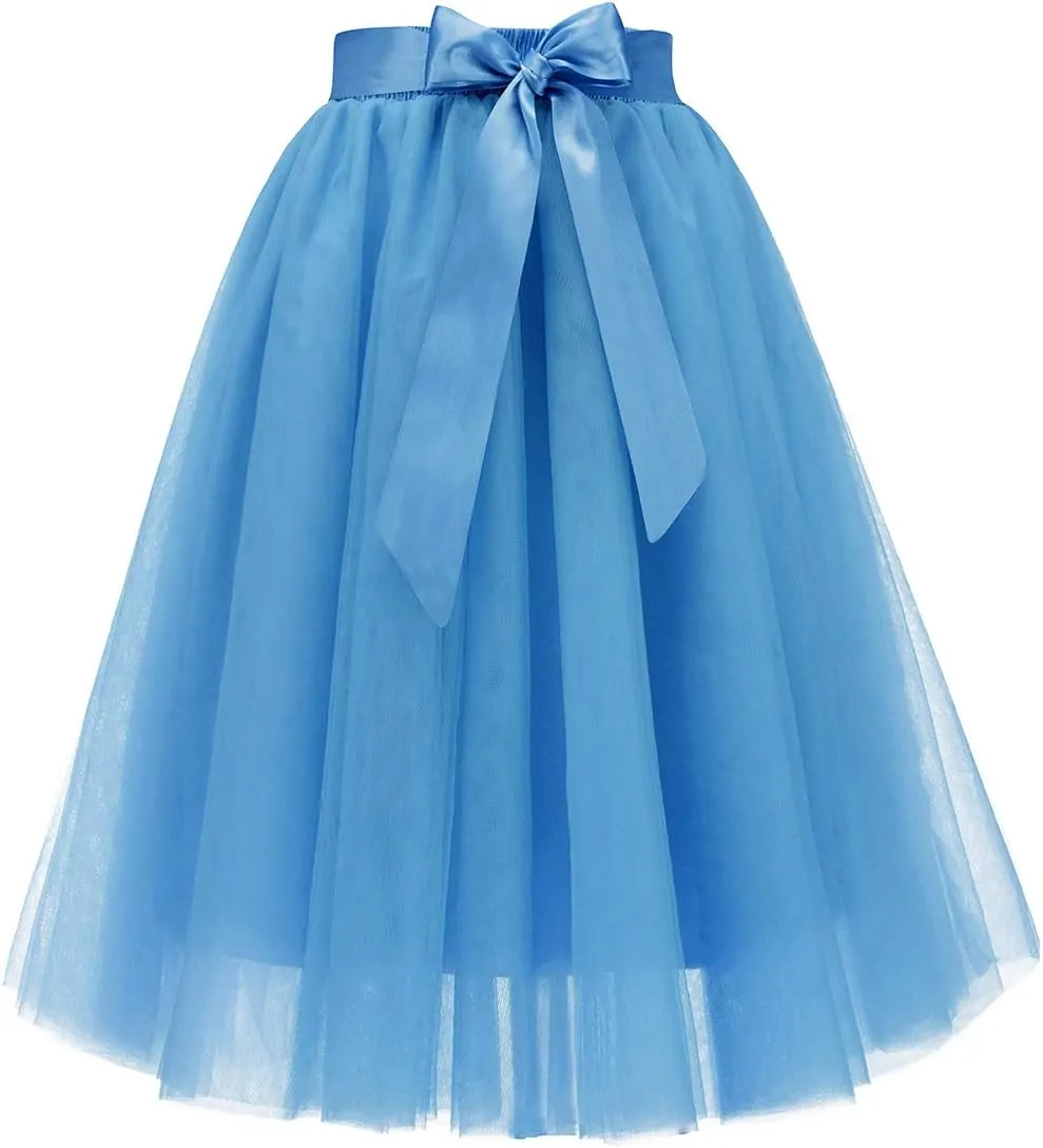 Bridesmay Women's Tulle Skirt Knee Length 6-Layered Wedding Party Homecoming Prom Dress