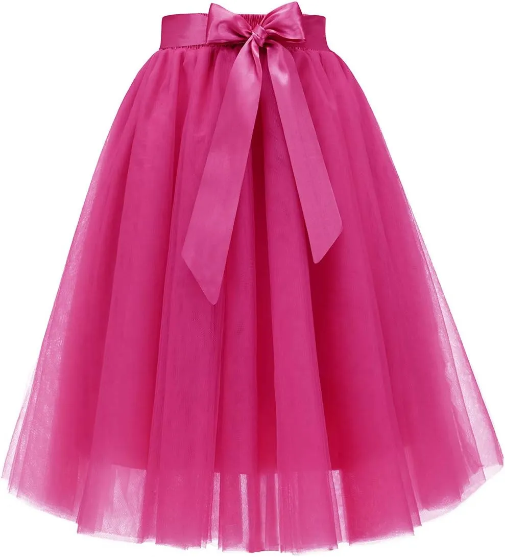 Bridesmay Women's Tulle Skirt Knee Length 6-Layered Wedding Party Homecoming Prom Dress