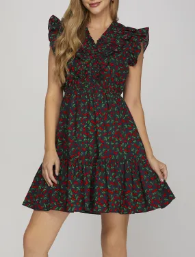 Cherry Print Mini Dress