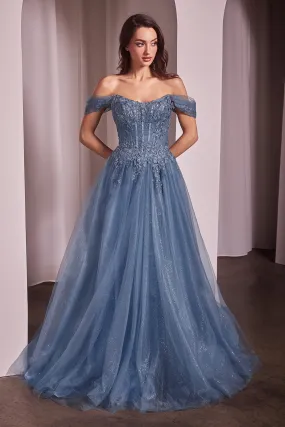 CINDERELLA DIVINE CD799 Off The Shoulder A-Line Ball Gown