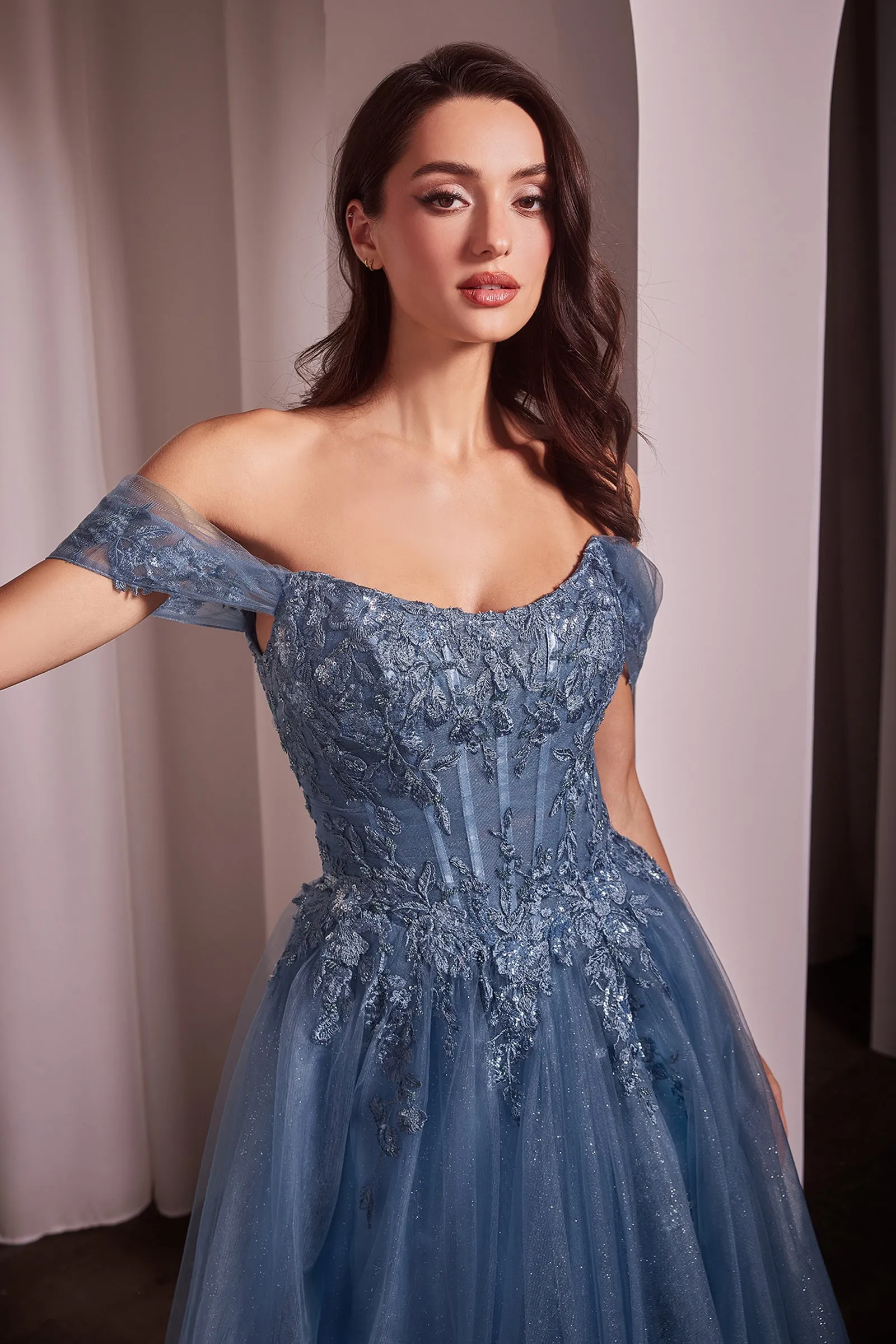 CINDERELLA DIVINE CD799 Off The Shoulder A-Line Ball Gown