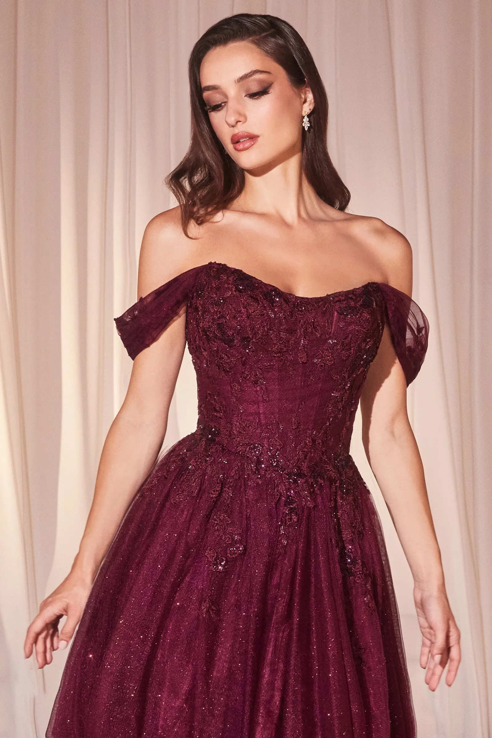 CINDERELLA DIVINE CD799 Off The Shoulder A-Line Ball Gown