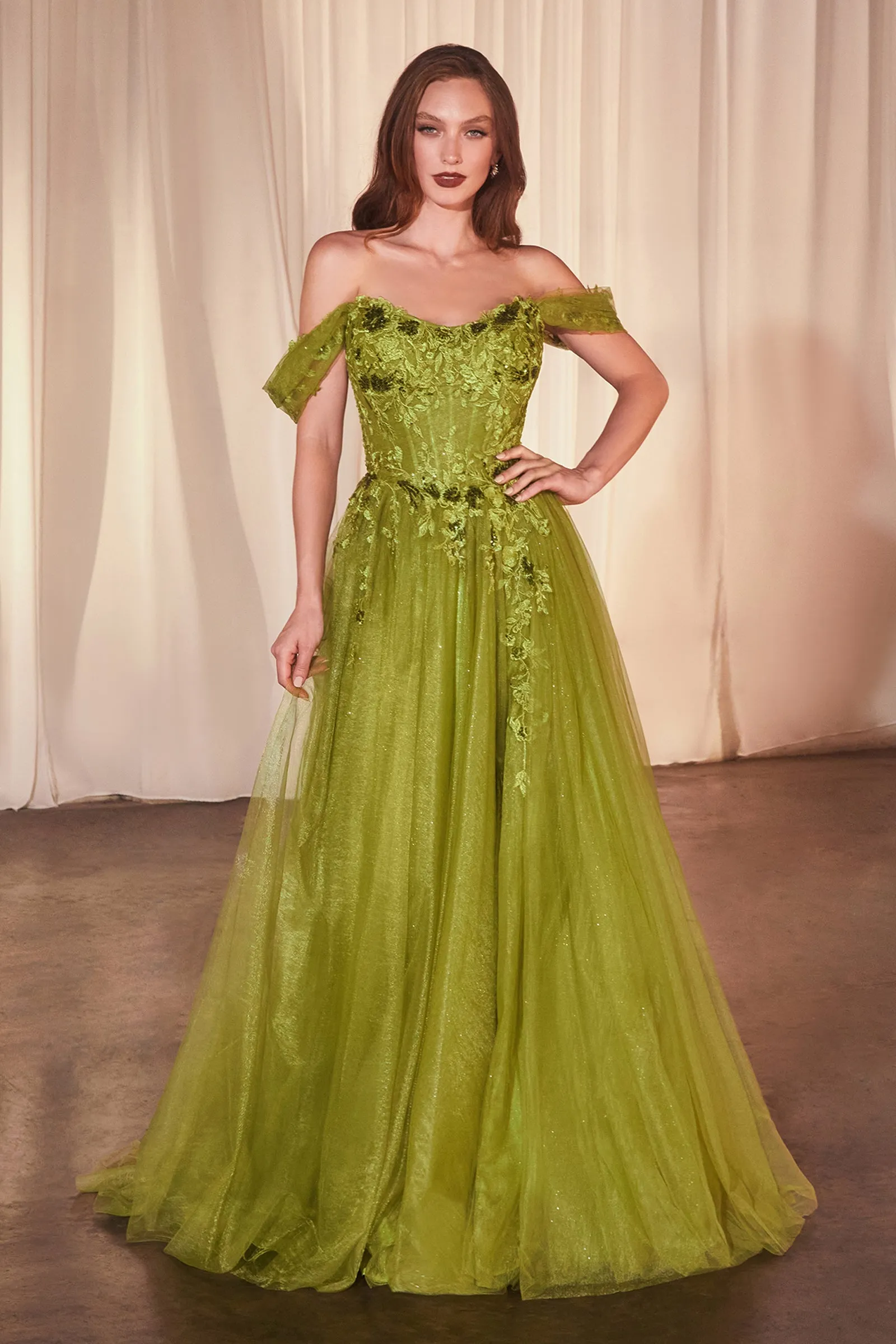 CINDERELLA DIVINE CD799 Off The Shoulder A-Line Ball Gown
