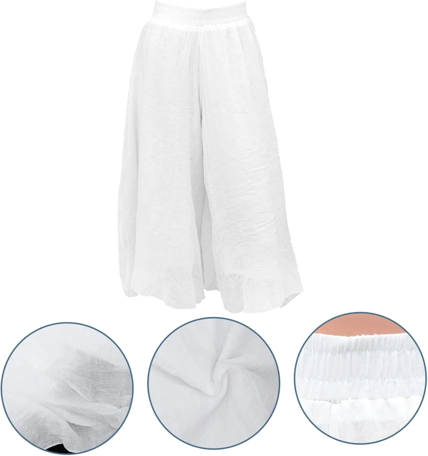 CLISPEED Women Wide Leg Pants Comfortable Loose Cotton Linen Trousers with Elastic Waistband for Yoga