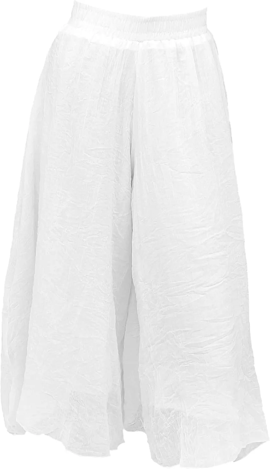 CLISPEED Women Wide Leg Pants Comfortable Loose Cotton Linen Trousers with Elastic Waistband for Yoga