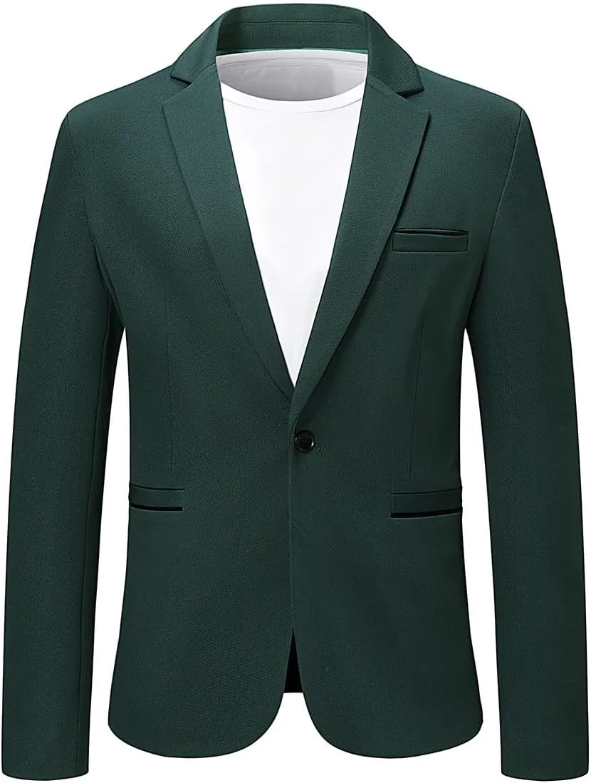 Cloudstyle Mens Casual Sport Coat 1 Button Slim Fit Suit Jacket Business Daily Blazer