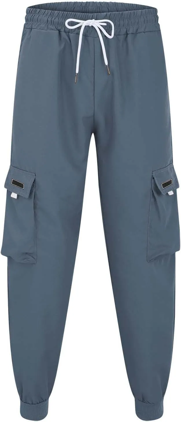 CRNTCEM Mens Baggy Hip Hop Cargo Pants Lightweight Streetwear Grunge Harem Joggers Trousers Trendy Casual Y2K Parachute Pants