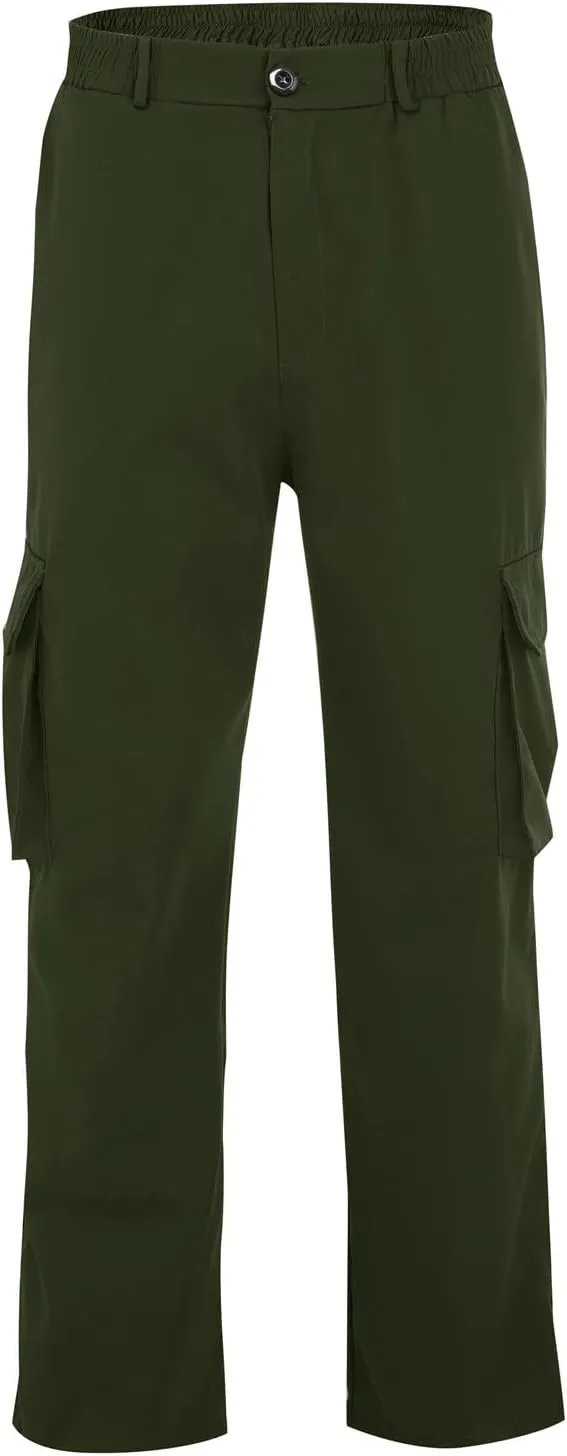 CRNTCEM Mens Casual Straight Cargo Pants Lightweight Elastic Waisted Workout Work Sweatpants Cozy Military Tactical Trousers