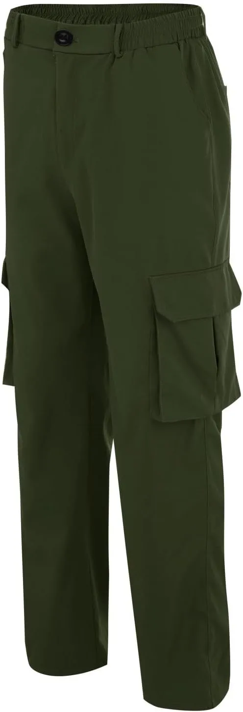 CRNTCEM Mens Casual Straight Cargo Pants Lightweight Elastic Waisted Workout Work Sweatpants Cozy Military Tactical Trousers
