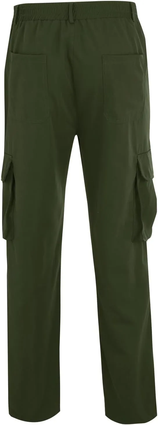 CRNTCEM Mens Casual Straight Cargo Pants Lightweight Elastic Waisted Workout Work Sweatpants Cozy Military Tactical Trousers