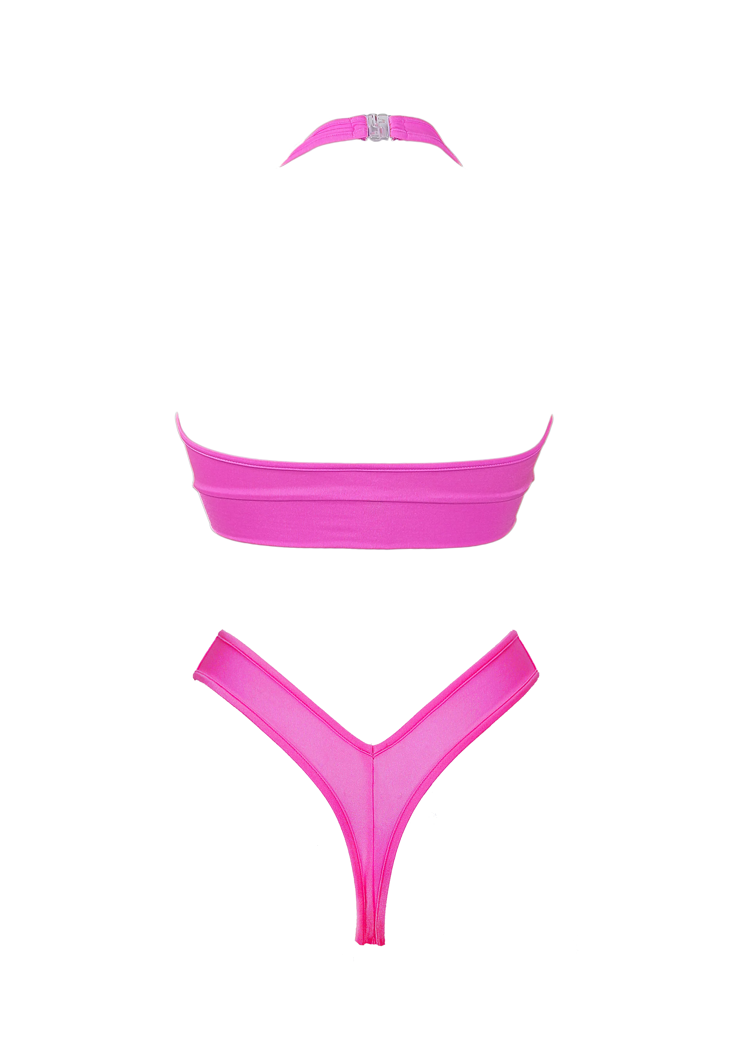 Cut-out TOP NINA   LULY THONG 2 pcs SET / NEON PINK