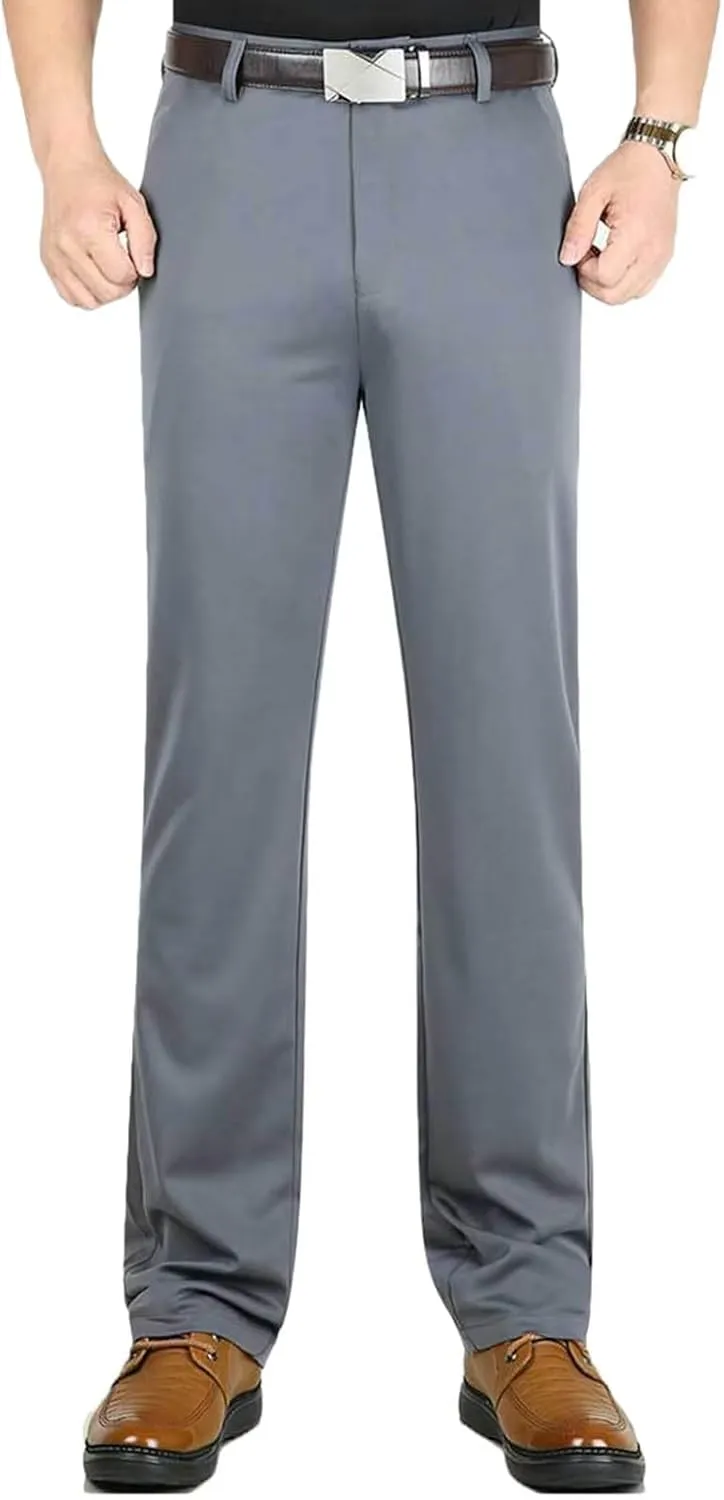 HNVAVQ Mens Workwear Business Casual Pants Comfortable Dress Trousers with Pockets Straight Leg Summer Trousers