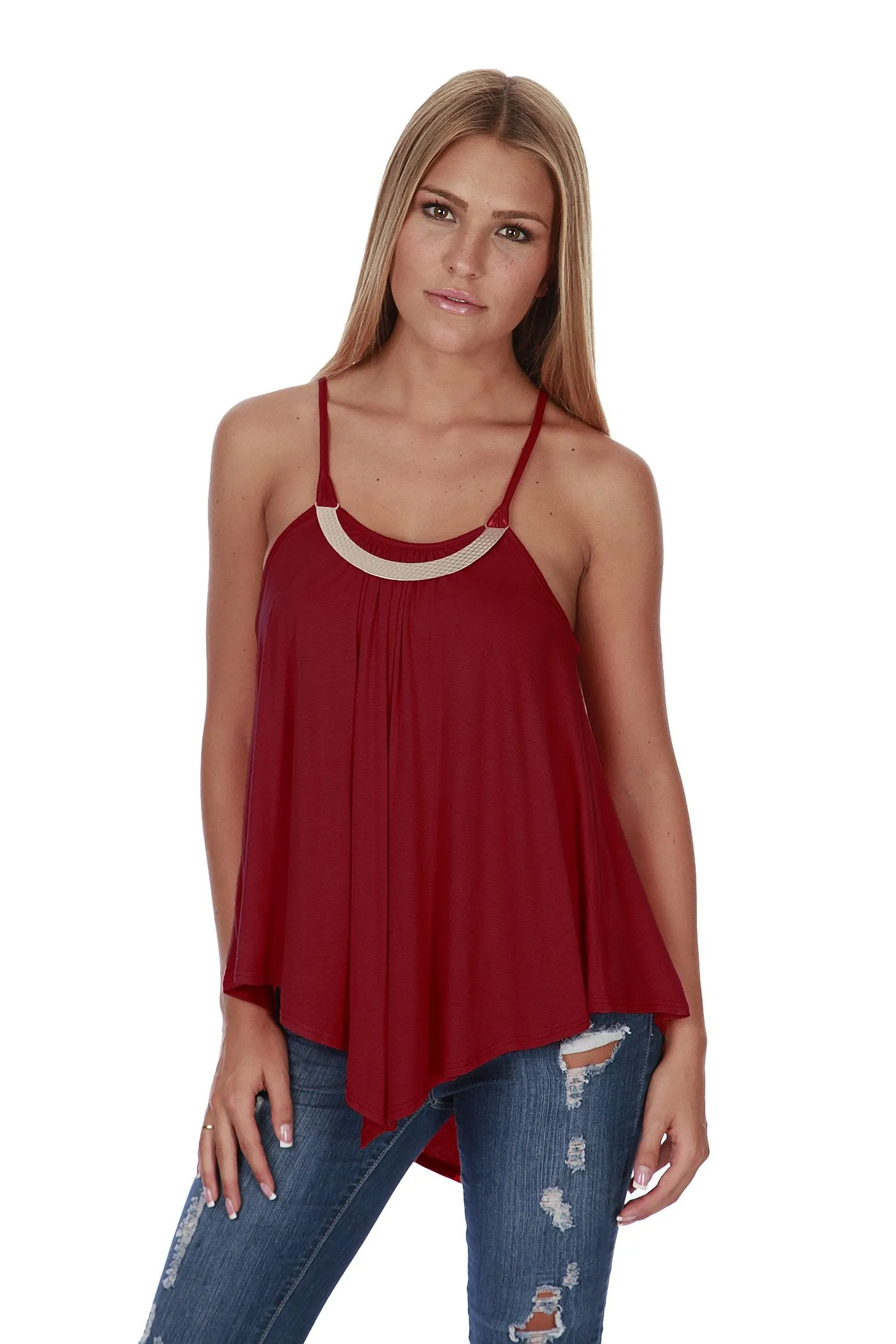 Hollywood Star Fashion Women's Flowy Full Length Solid Rayon Top