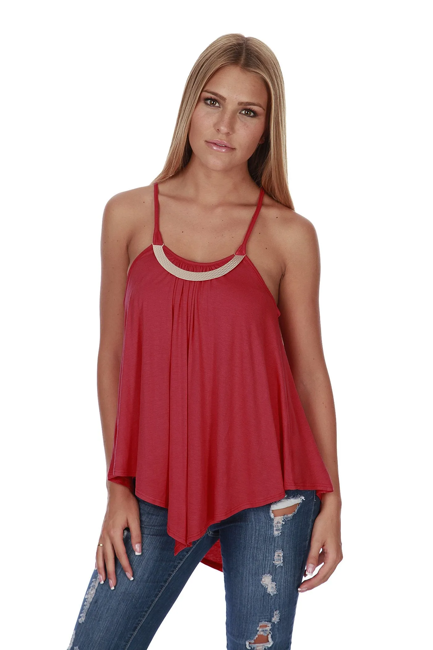 Hollywood Star Fashion Women's Flowy Full Length Solid Rayon Top