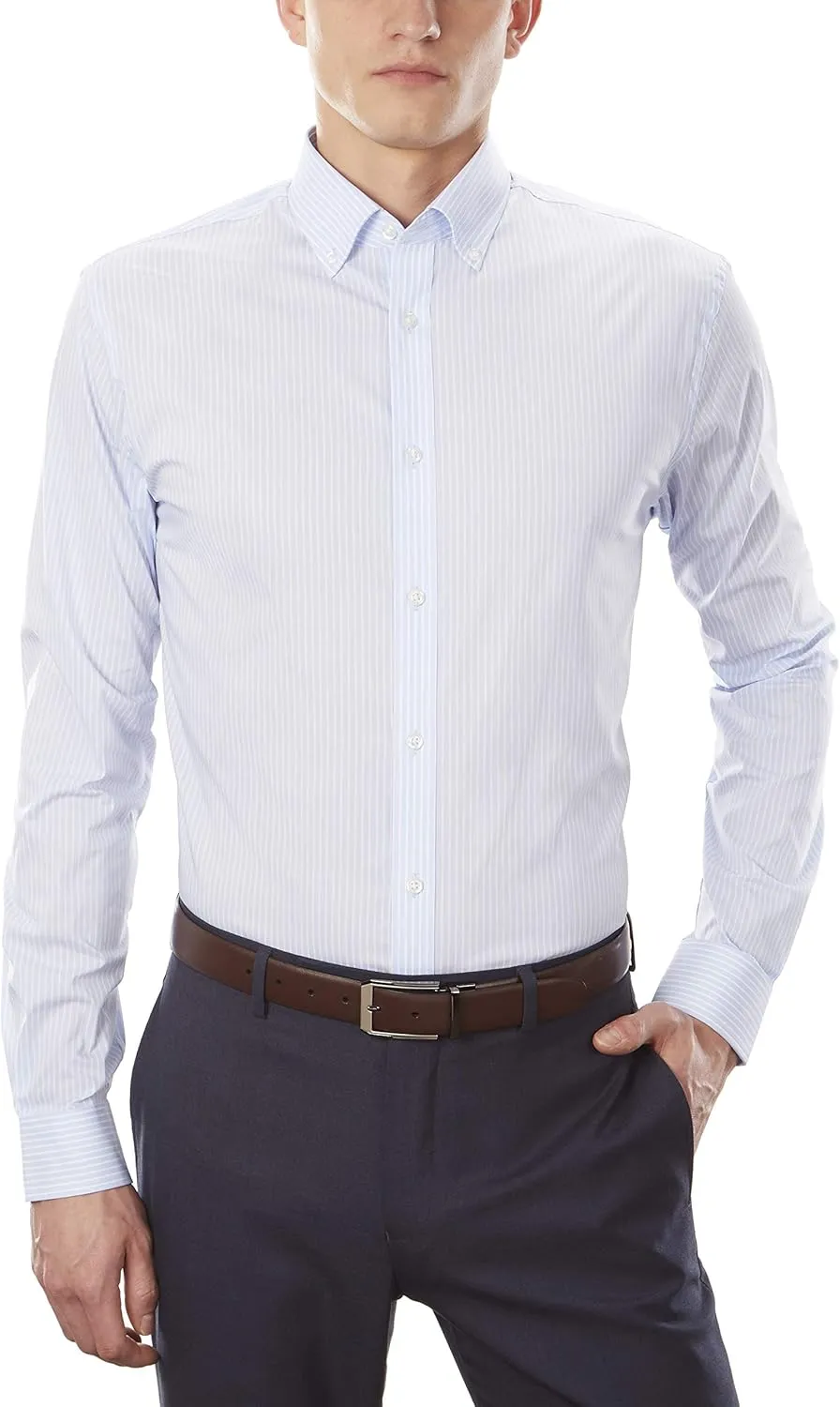 IZOD Men's Dress Shirt Slim Fit Stretch Cool FX Cooling Collar Stripe