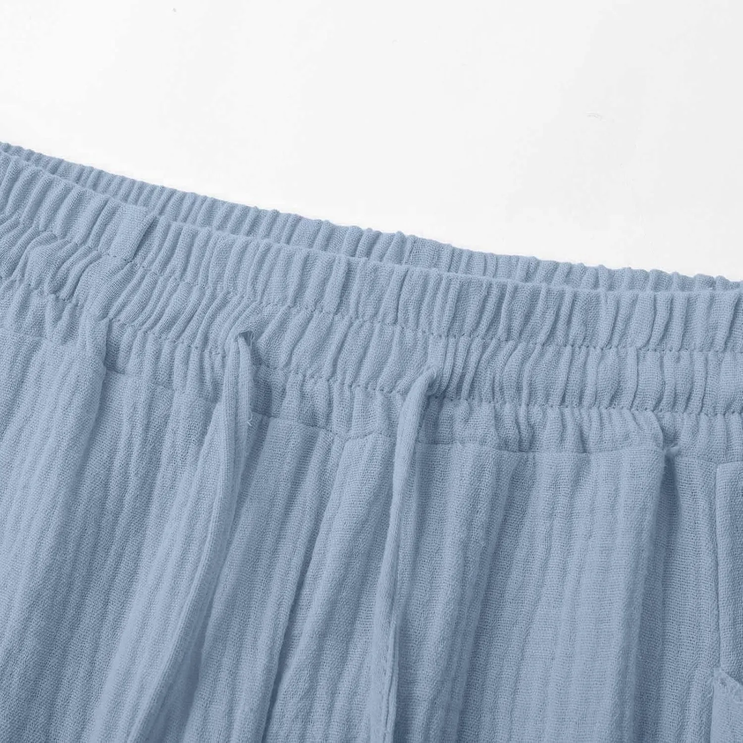 Linen Pants Women Summer Casual High Waist Straight Wide Leg Pants Comfortable Fit Trousers with Pockets