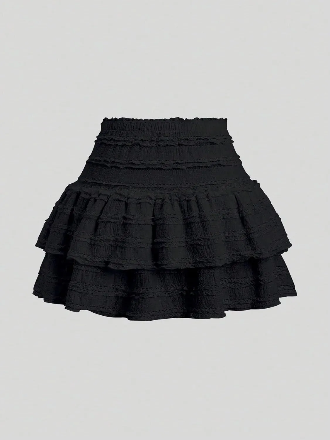 MARZXIN Mini Skirt for Women Color Textured Fabric Ruffle Trim Skirt Y2K Outfit Mini Short