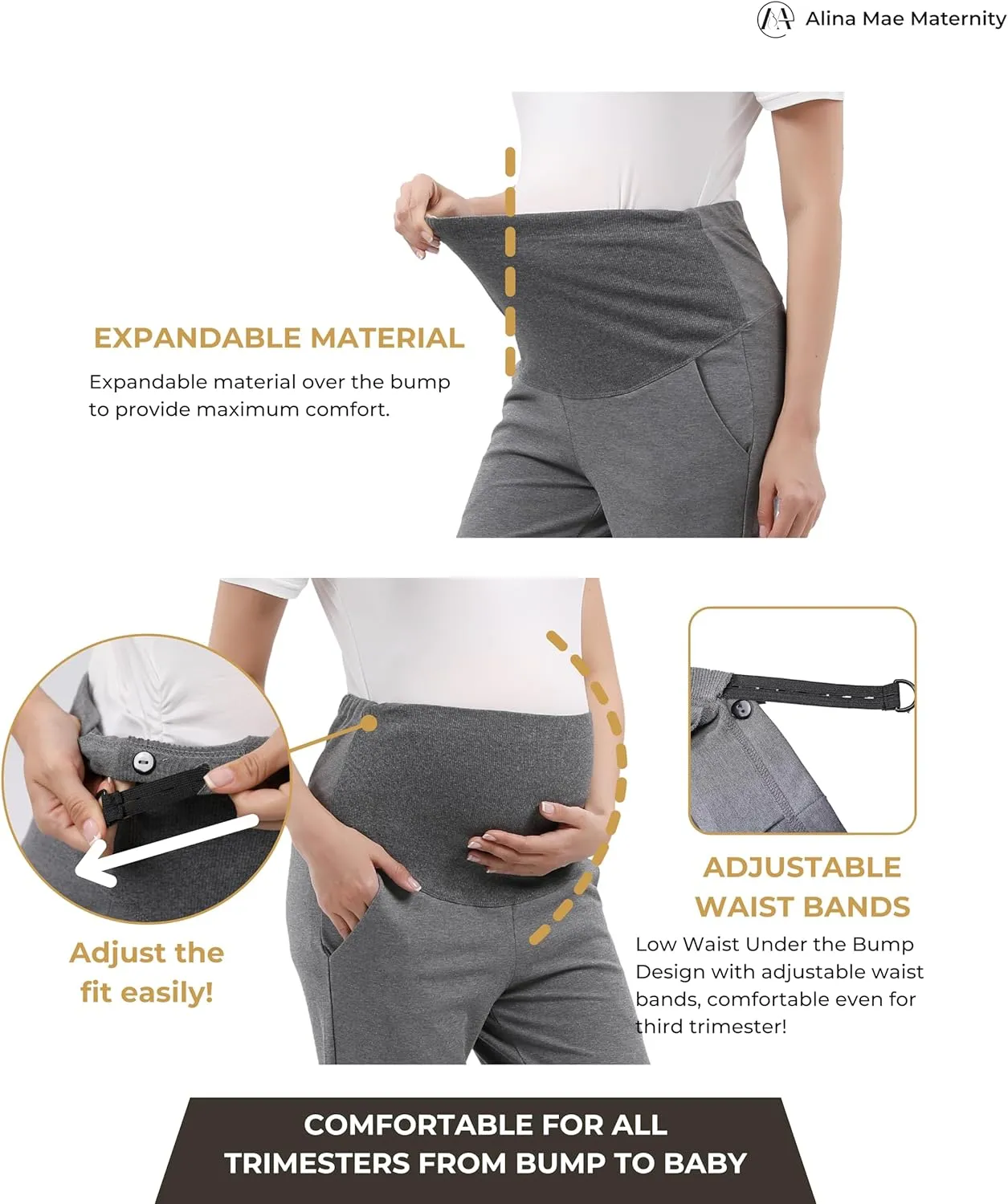 Maternity Pants Comfortable Stretch Over-Bump Women Pregnancy Casual Capris for Work