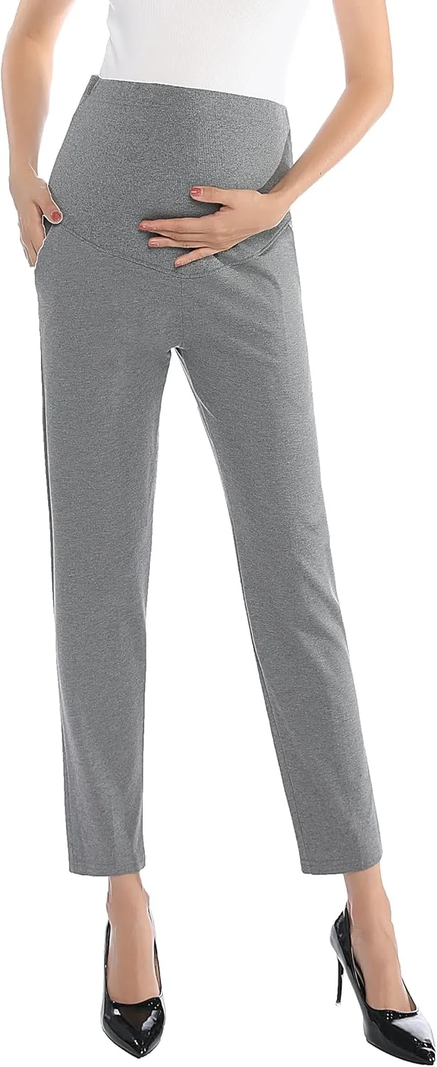 Maternity Pants Comfortable Stretch Over-Bump Women Pregnancy Casual Capris for Work
