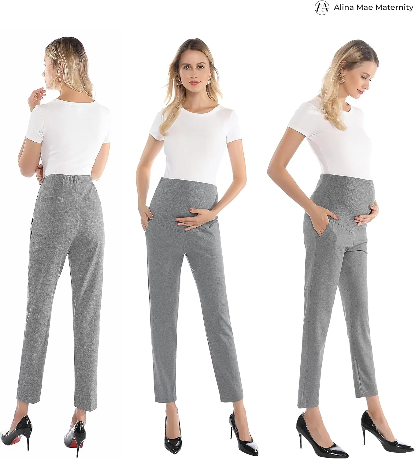 Maternity Pants Comfortable Stretch Over-Bump Women Pregnancy Casual Capris for Work