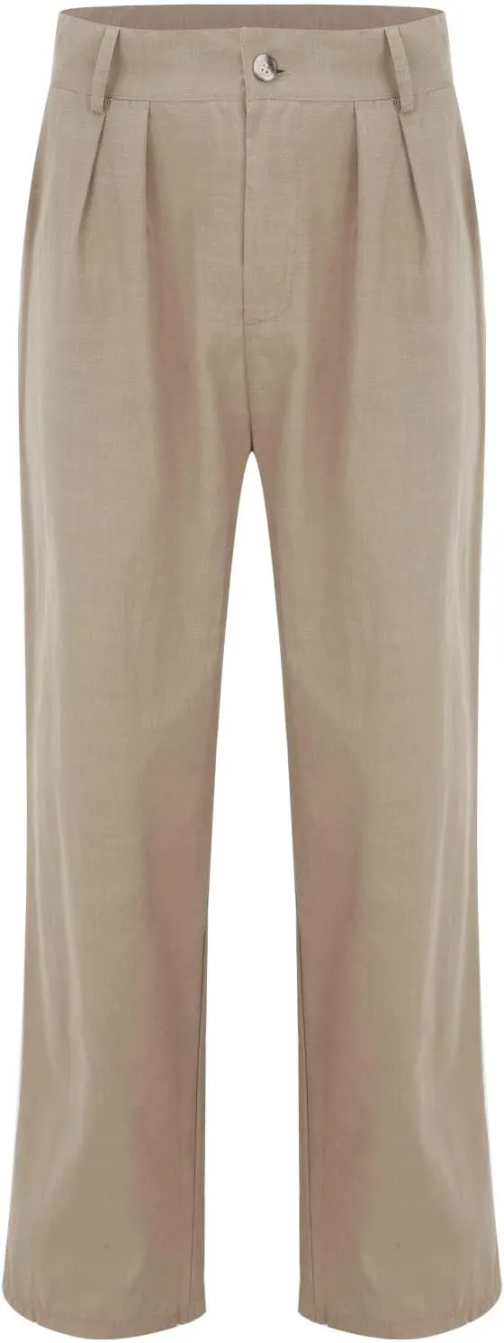 Men Formal Suit Pants Slanted Pocket Straight Wide Leg Loose Comfy Casual Trousers Business Office Party Work Pants