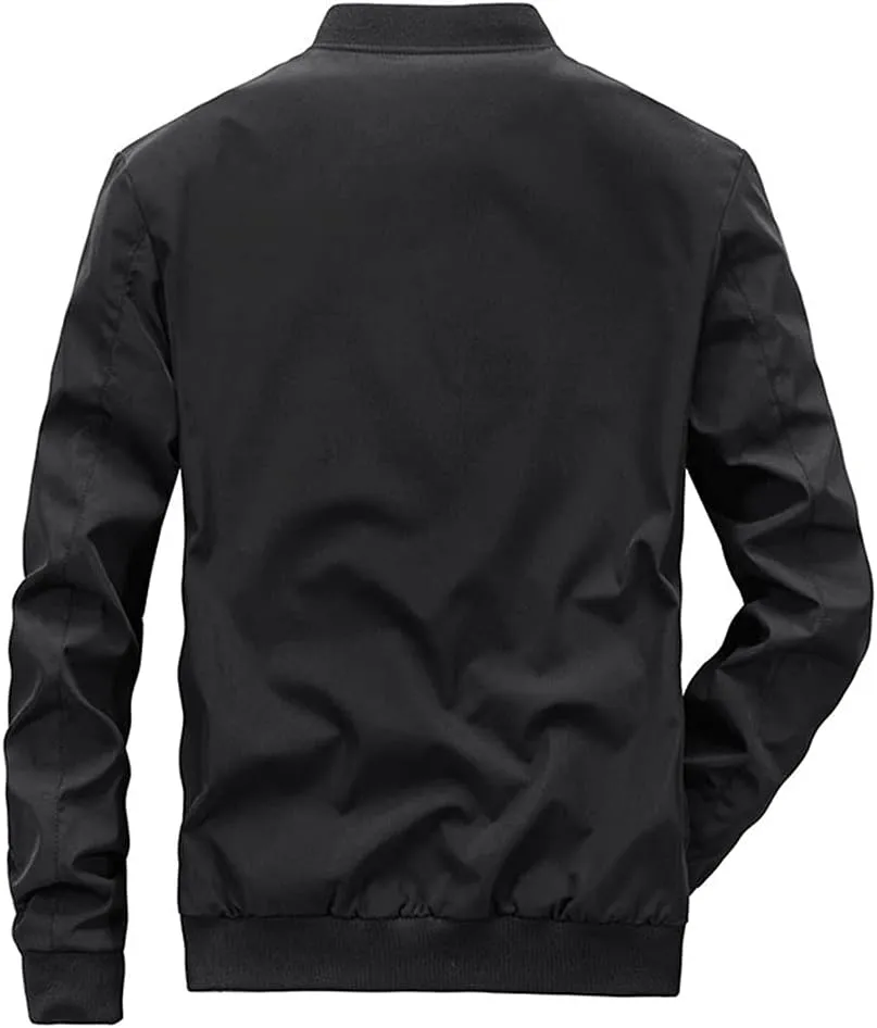 Men's Casual Lightweight Flight Jacket Softshell Zipper Windbreaker Bomber Jacket