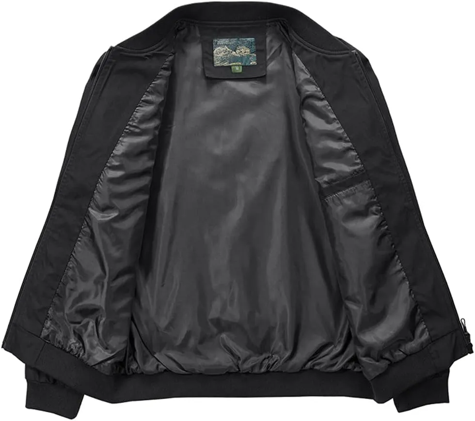 Men's Casual Lightweight Flight Jacket Softshell Zipper Windbreaker Bomber Jacket