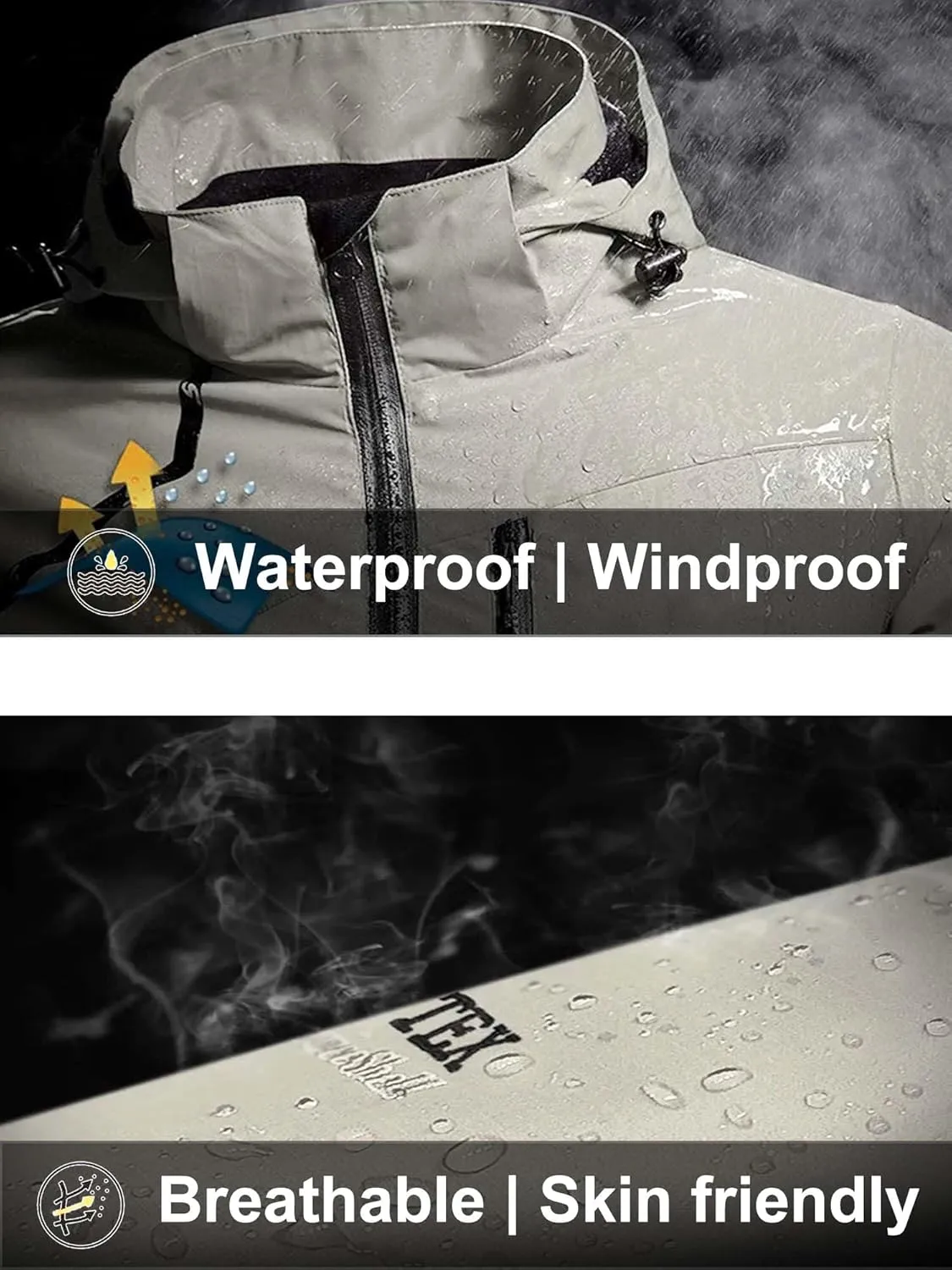 Men's Lightweight Softshell Jacket, Spring & Fall Hooded Windbreaker Jacket, Outdoor Waterproof Jacket