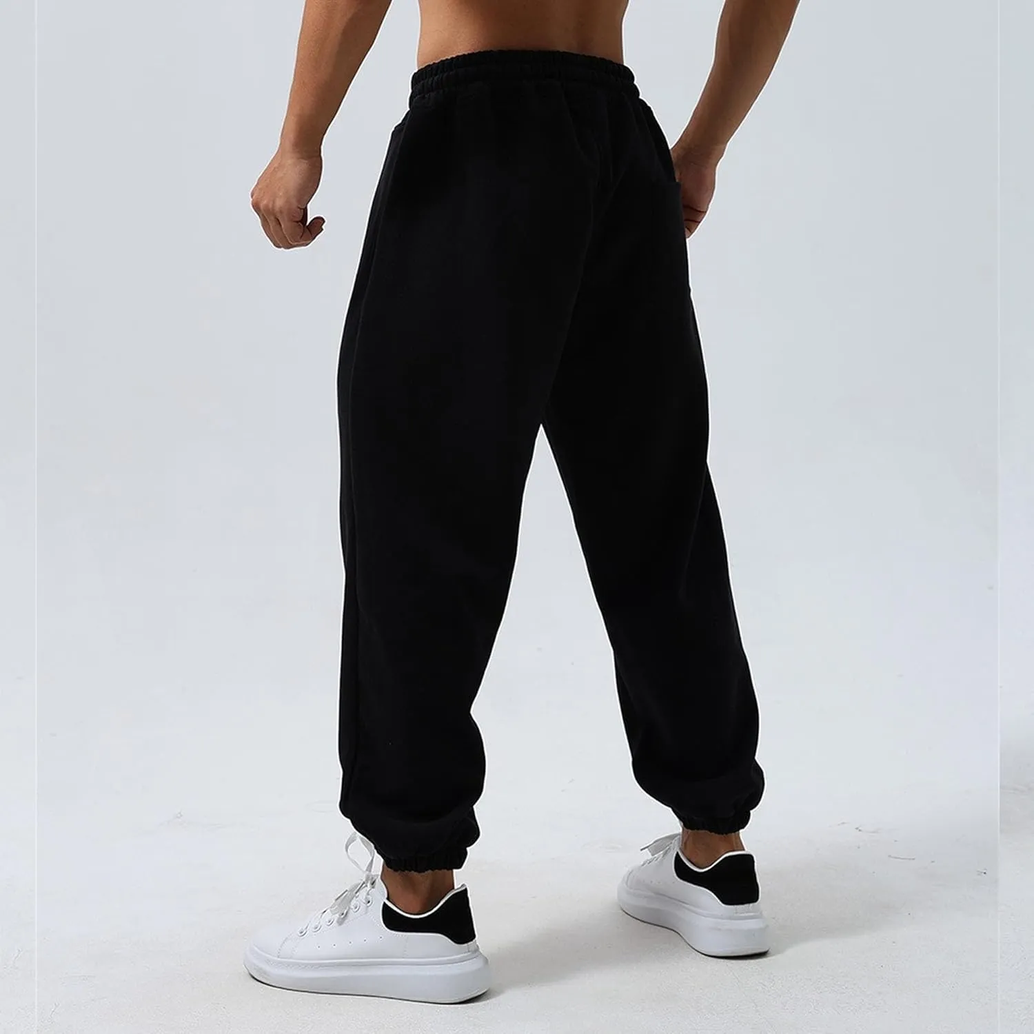 Men's Loose-Fit Gym Sweatpants Workout Jogger Open Bottom Pants Comfortable Breath Sports Trousers