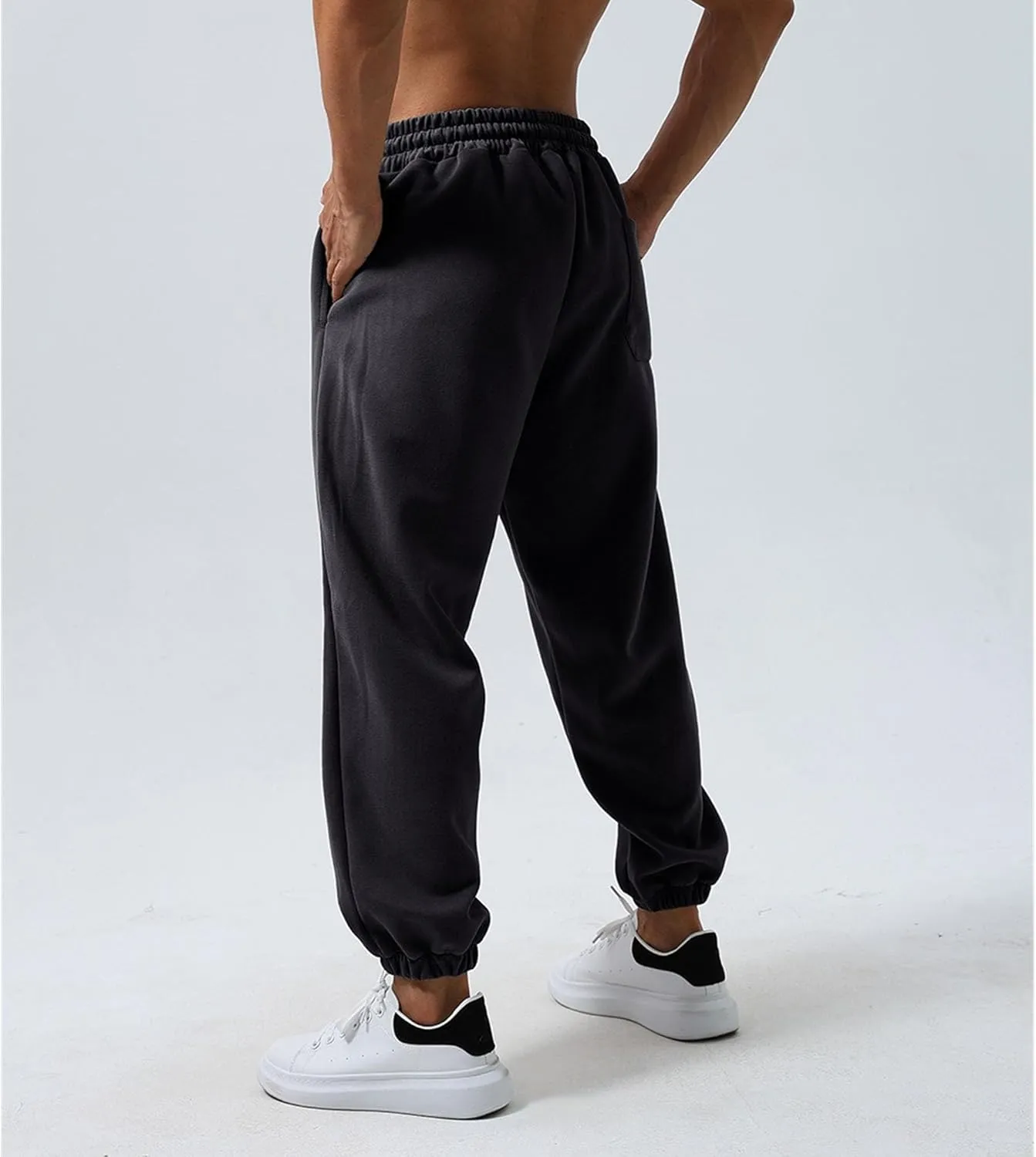 Men's Loose-Fit Gym Sweatpants Workout Jogger Open Bottom Pants Comfortable Breath Sports Trousers