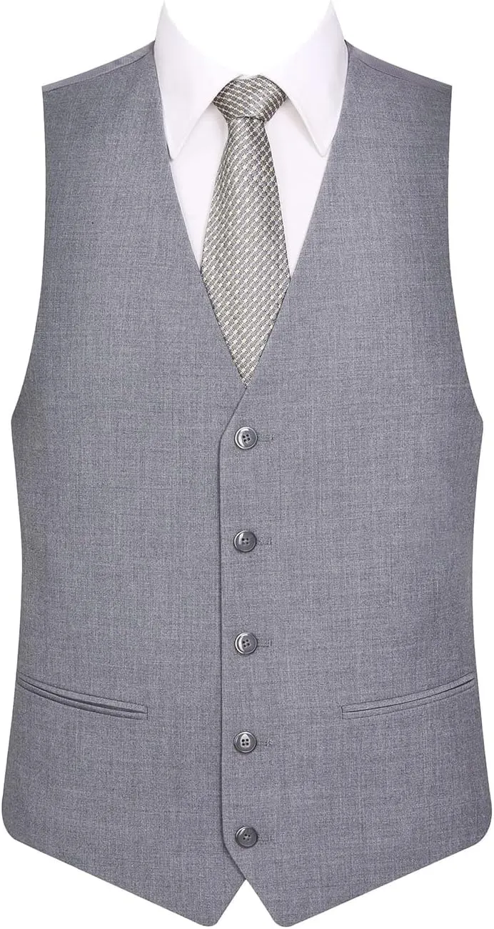 Men's Suits 3 Piece Slim Fit Suit Set Two Buttons Solid Business Suit Jacket Blazer Pants & Vest