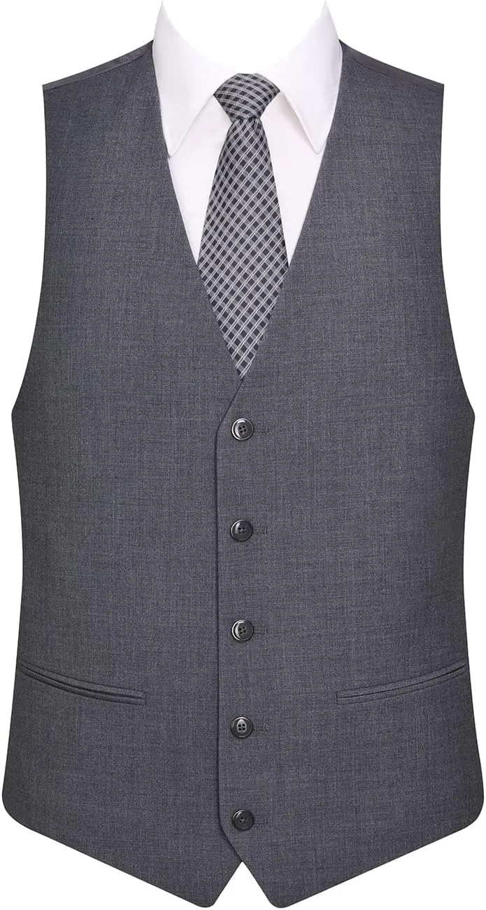 Men's Suits 3 Piece Slim Fit Suit Set Two Buttons Solid Business Suit Jacket Blazer Pants & Vest