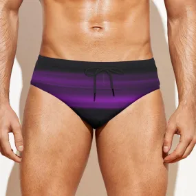 Men's Swim Briefs, Black Purple Speedo Style Swimwear,Abstract Men's Swimwear, Men's Rocker Style Swim Brief, Purple Black Swim Brief Men