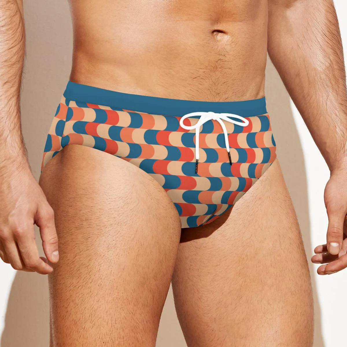 Men's Swim Briefs, Men's 70s Style Swimwear, Orange Blue Speedo, Men's Vintage Style Swim Brief