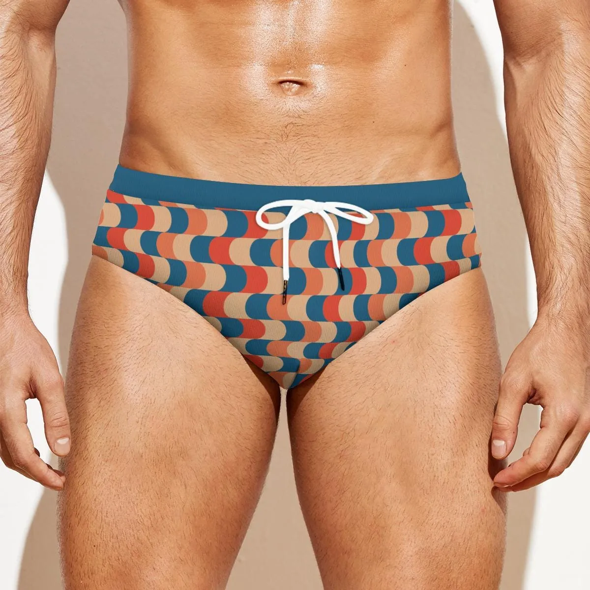 Men's Swim Briefs, Men's 70s Style Swimwear, Orange Blue Speedo, Men's Vintage Style Swim Brief
