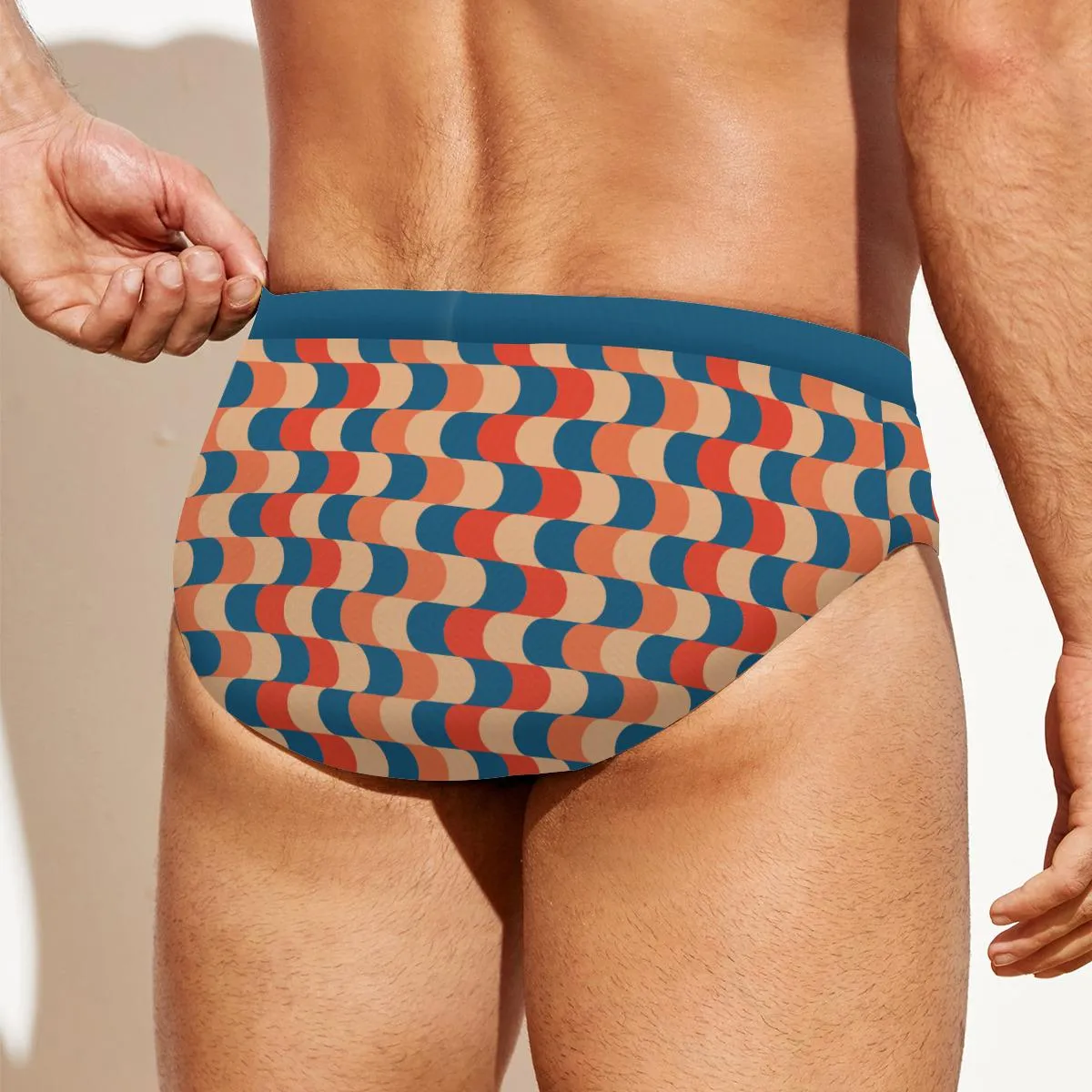 Men's Swim Briefs, Men's 70s Style Swimwear, Orange Blue Speedo, Men's Vintage Style Swim Brief