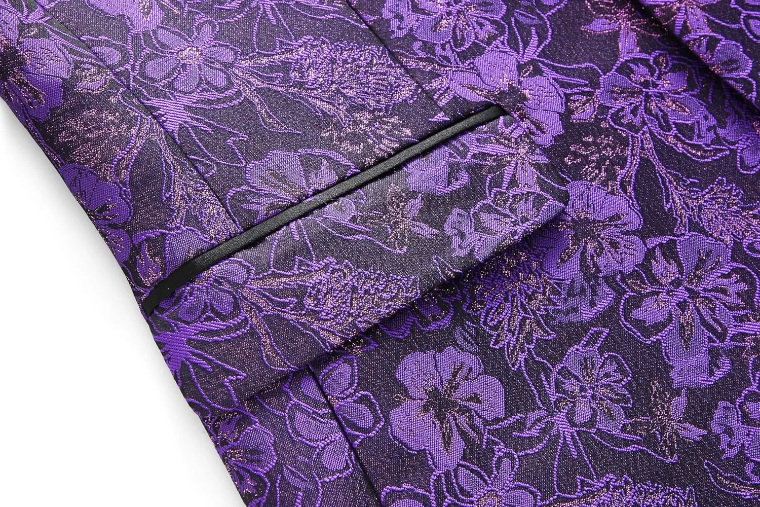 MOGU Mens 3 Piece Tuxedo Slim Fit Jacquard Floral Vintage Groomsmen Wedding Prom Suit